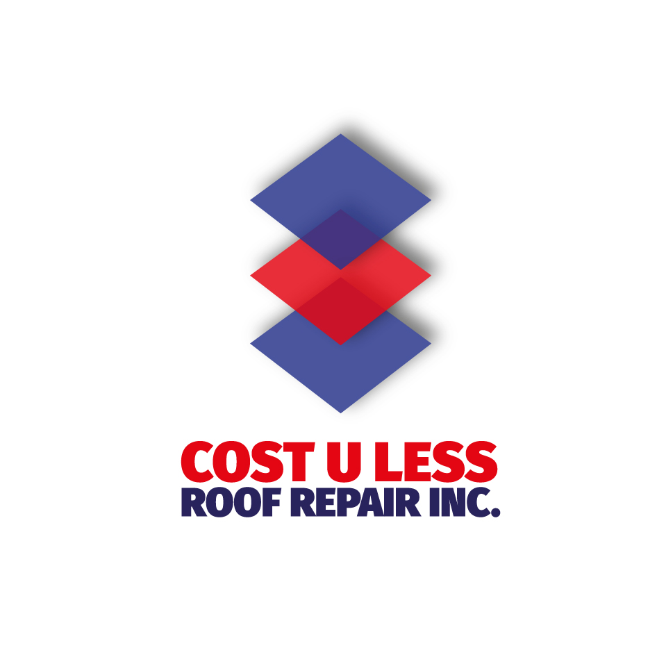 Logo Design by Crafty Fox Design for Cost U Less Roof Repair Inc. | Design #15877496