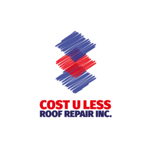 Logo Design by Crafty Fox Design for Cost U Less Roof Repair Inc. | Design: #15877497