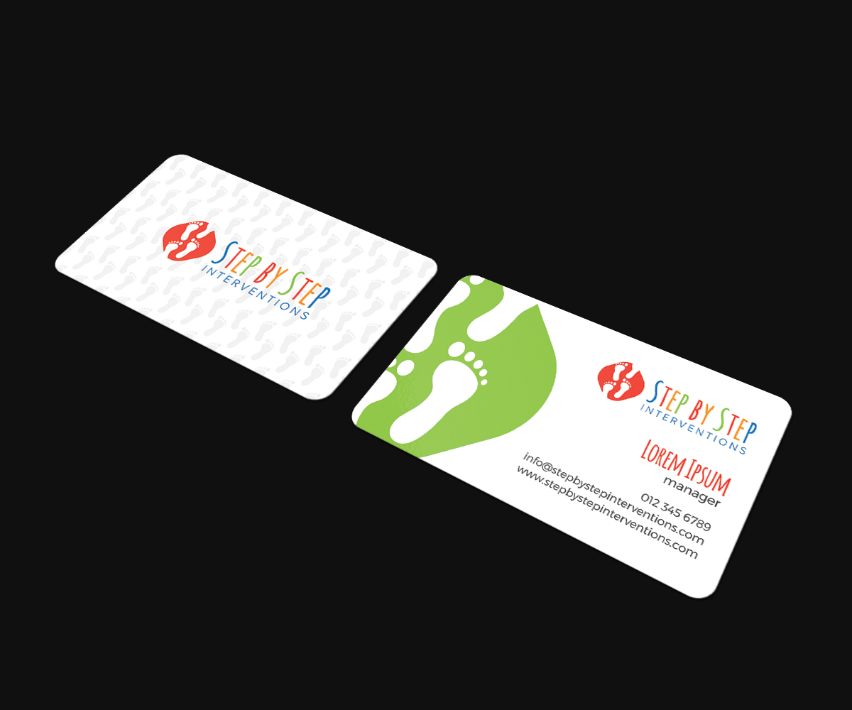 Business Card Design by JK18 for Step by Step Interventions | Design #15854866