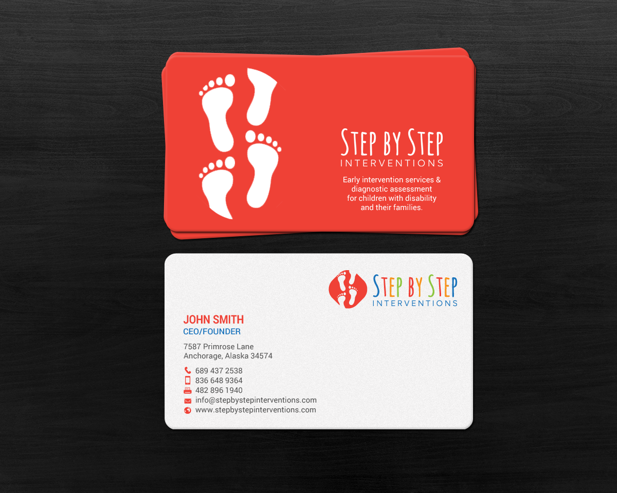 Business Card Design by chandrayaan.creative for Step by Step Interventions | Design #15853209