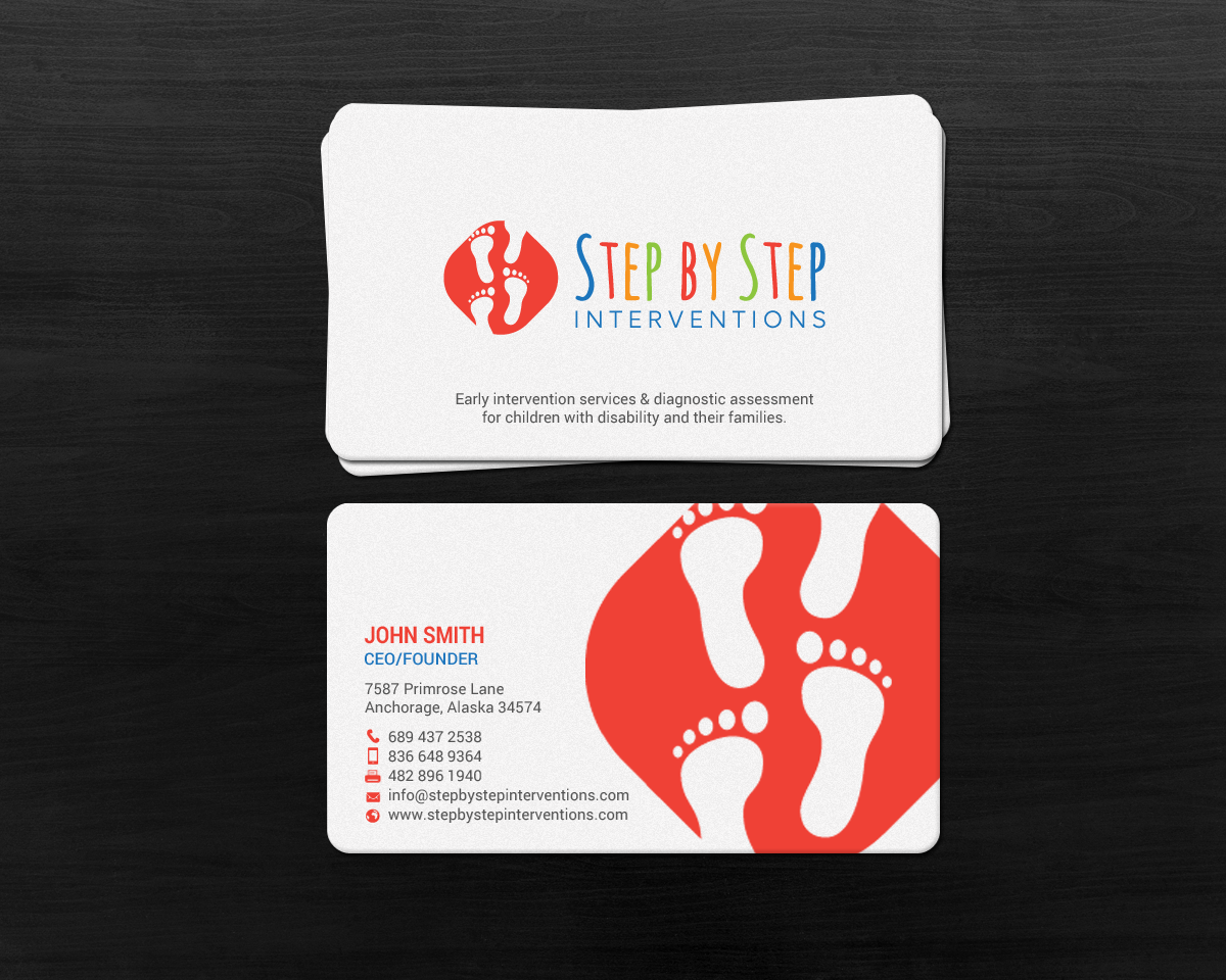 Business Card Design by chandrayaan.creative for Step by Step Interventions | Design #15854167