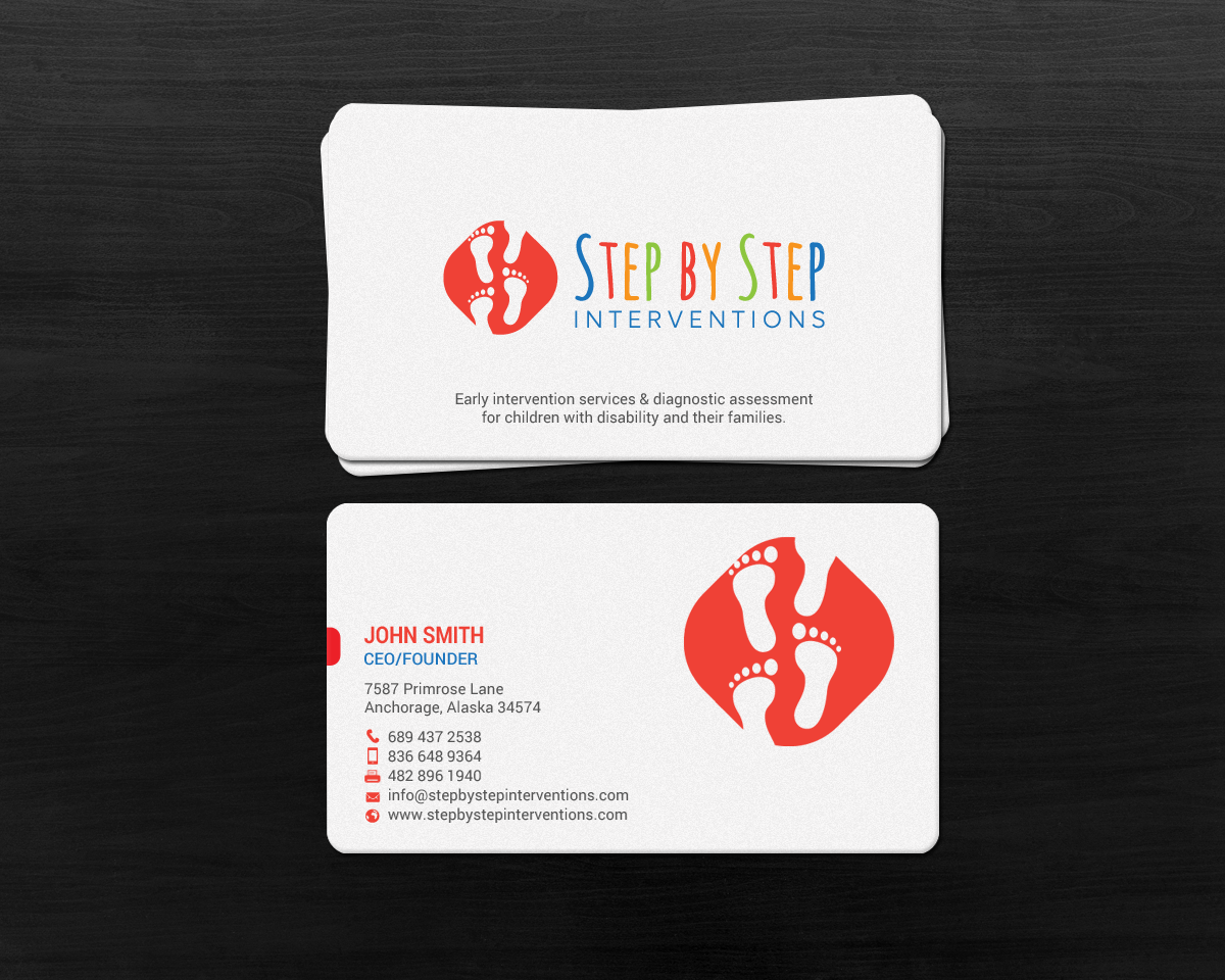 Design de Carte de Visite par chandrayaan.creative pour Step by Step Interventions | Design #15854168