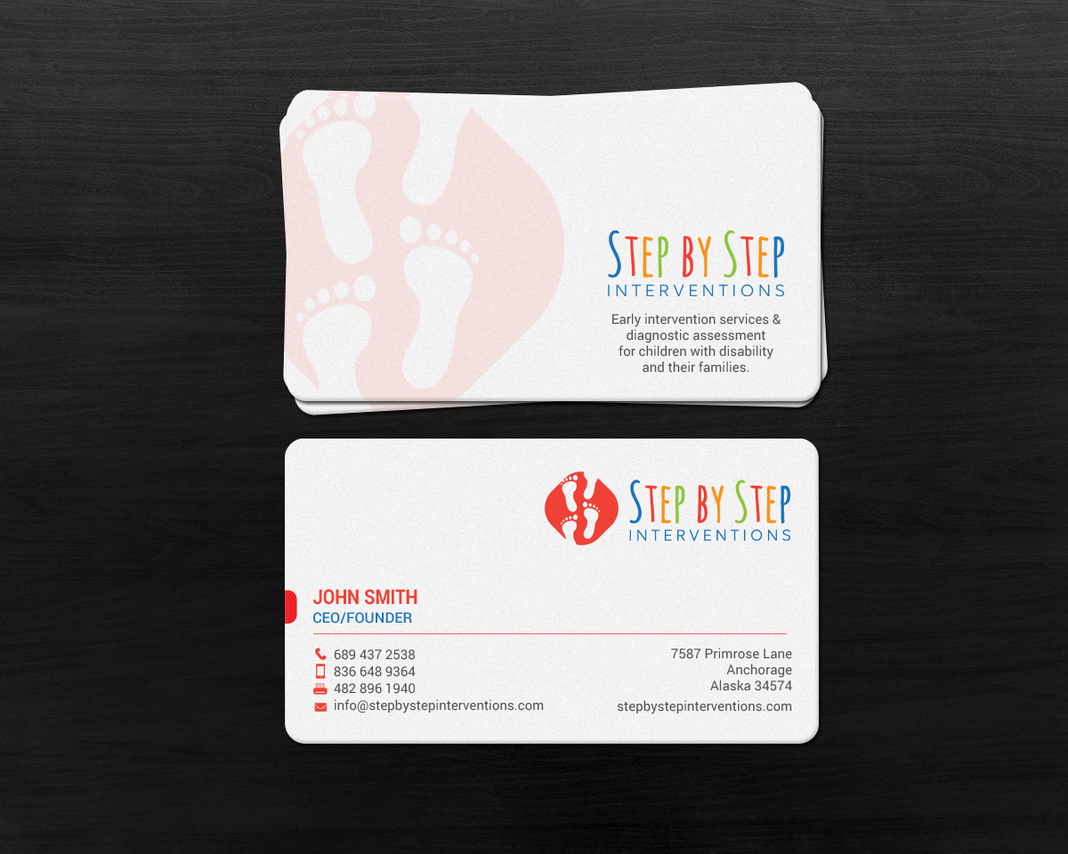 Business Card Design by chandrayaan.creative for Step by Step Interventions | Design #15854171