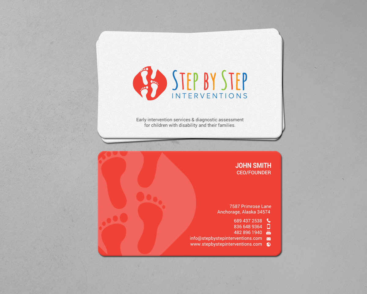Design de Carte de Visite par chandrayaan.creative pour Step by Step Interventions | Design #15854199