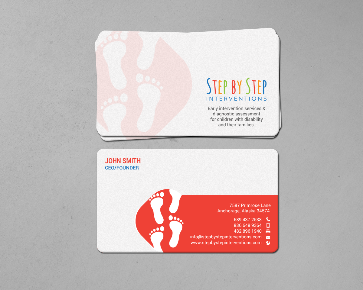 Business Card Design by chandrayaan.creative for Step by Step Interventions | Design #15854231