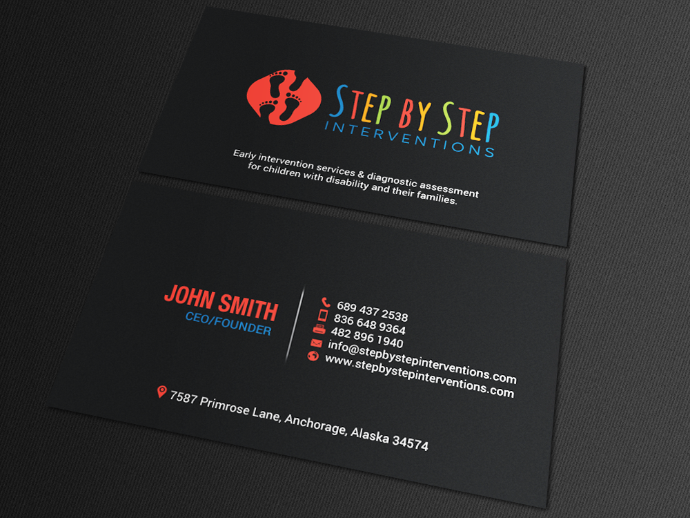 Design de Carte de Visite par chandrayaan.creative pour Step by Step Interventions | Design #15854368