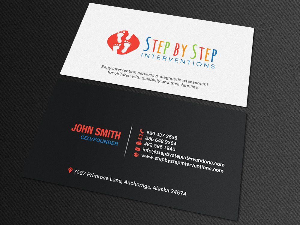 Business Card Design by chandrayaan.creative for Step by Step Interventions | Design #15854369