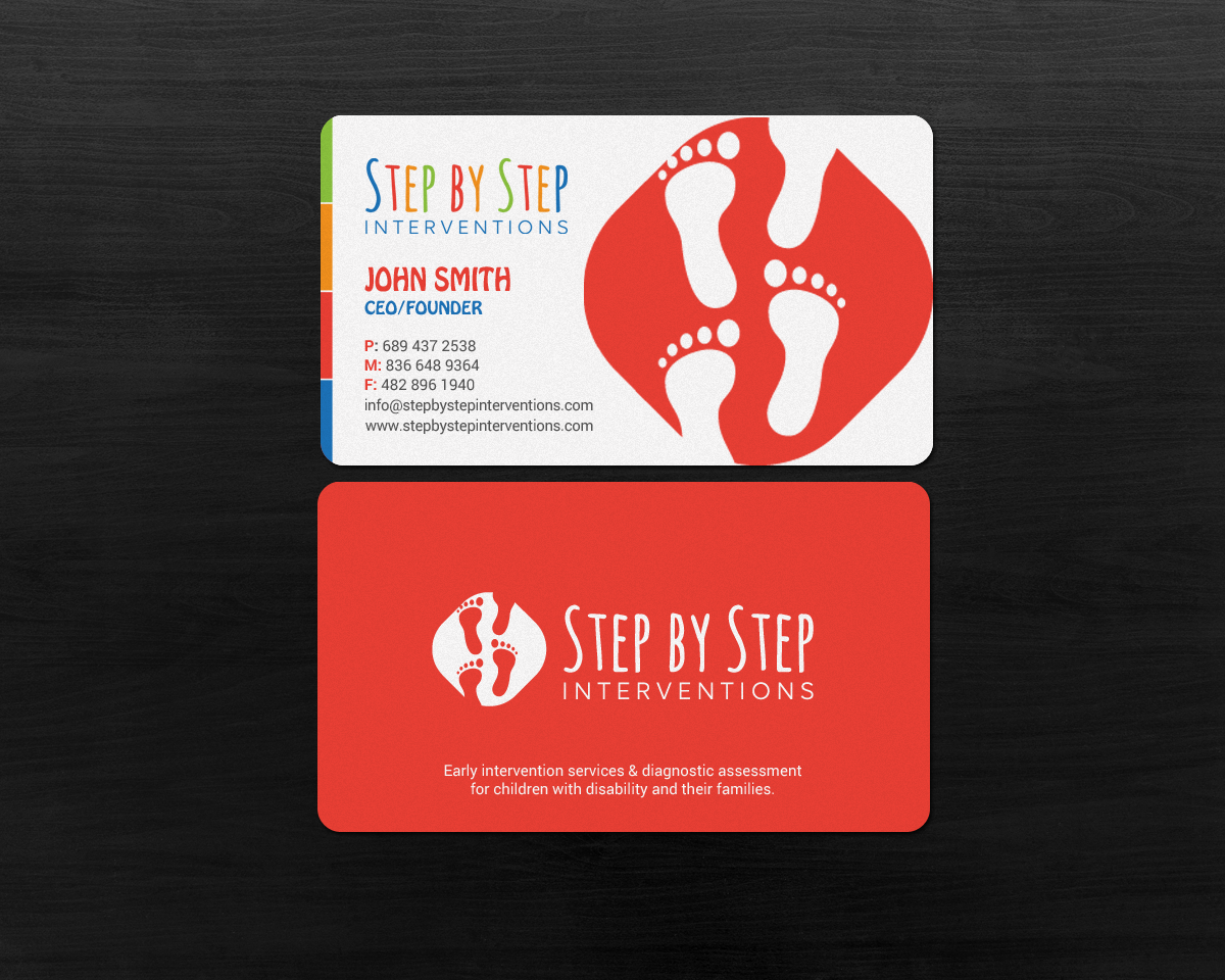 Business Card Design by chandrayaan.creative for Step by Step Interventions | Design #15854408