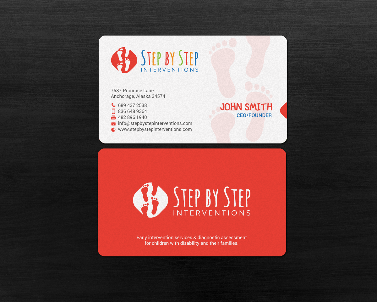 Design de Carte de Visite par chandrayaan.creative pour Step by Step Interventions | Design #15854505