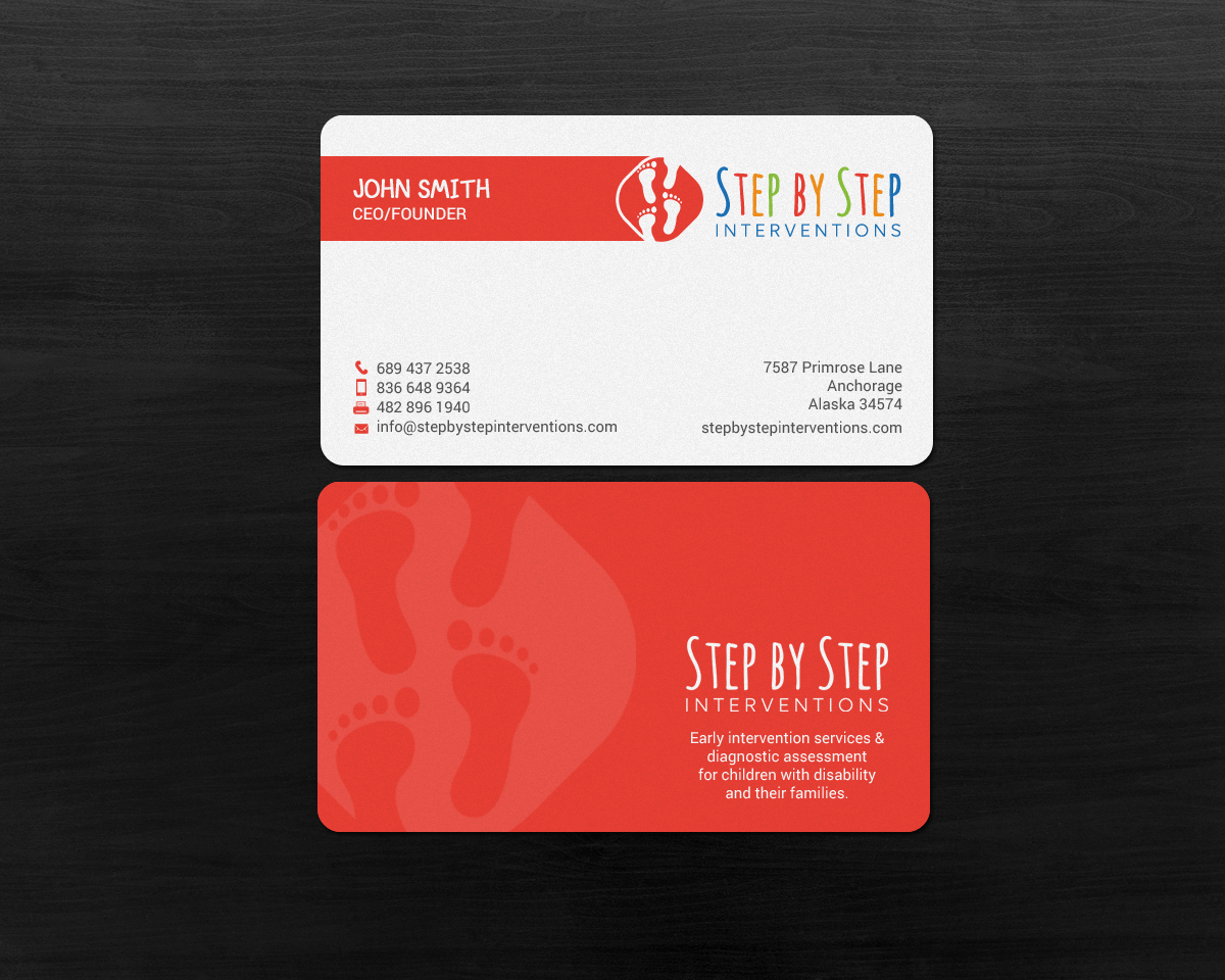Design de Carte de Visite par chandrayaan.creative pour Step by Step Interventions | Design #15854507