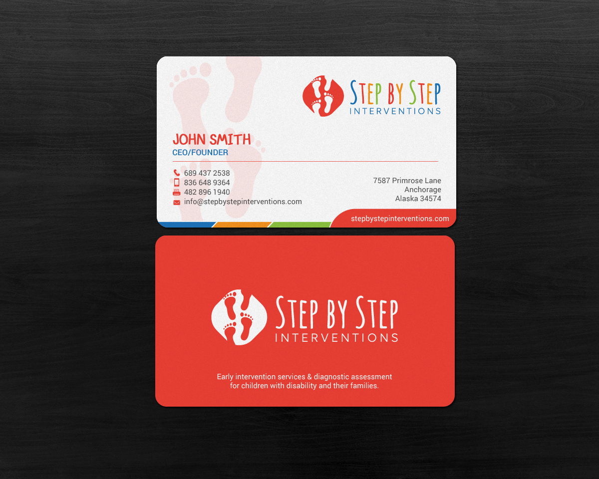 Business Card Design by chandrayaan.creative for Step by Step Interventions | Design #15854571