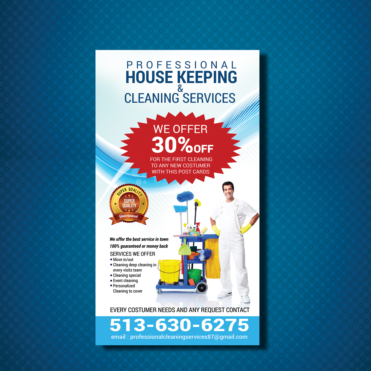 Postcard Design by uk for professional house keeping and cleaning servic | Design #15863346