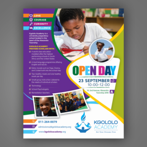 Diseño de Flyer por Mariyam Khan para Kgololo Academy | Diseño: #15870142
