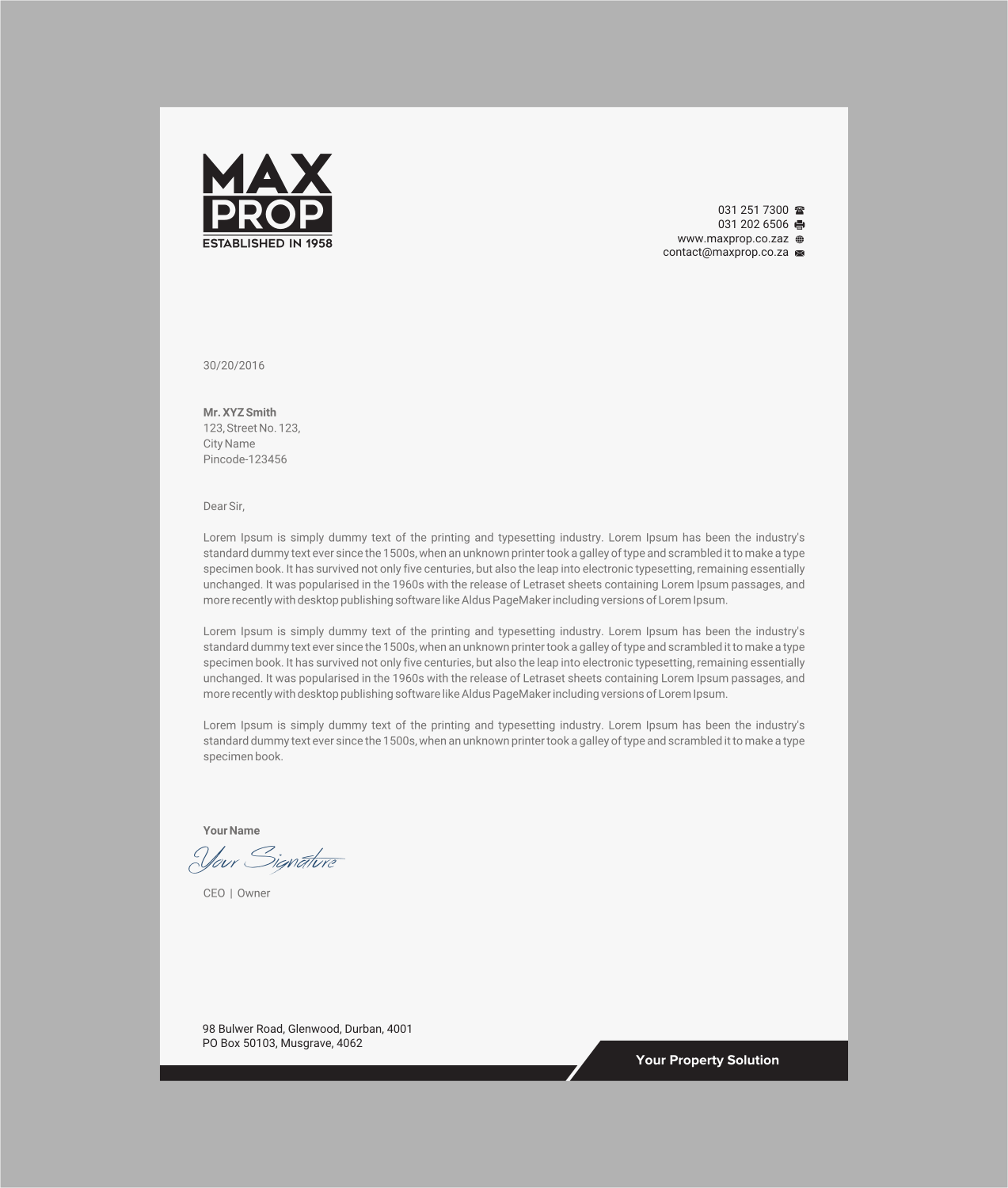 Letterhead Design by INDIAN_Ashok for Maxprop | Design #15912101