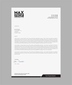 Letterhead Design by INDIAN_Ashok for Maxprop | Design: #15912101