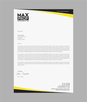 Letterhead Design by INDIAN_Ashok for Maxprop | Design: #15912102