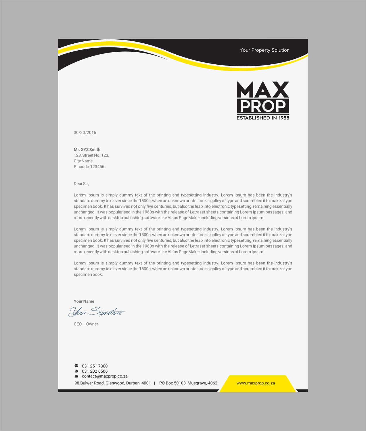 Letterhead Design by INDIAN_Ashok for Maxprop | Design #15912103