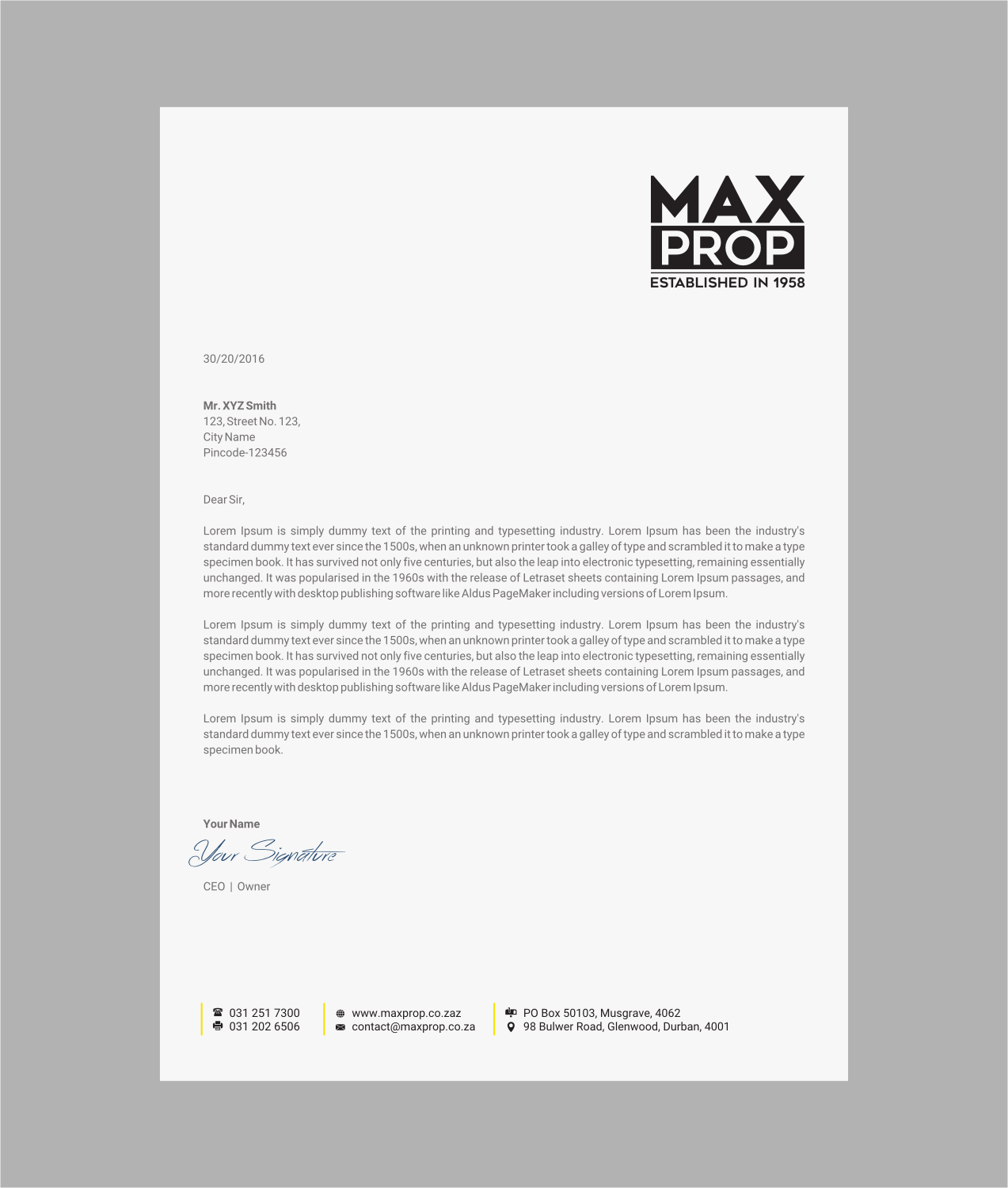 Letterhead Design by INDIAN_Ashok for Maxprop | Design #15912104