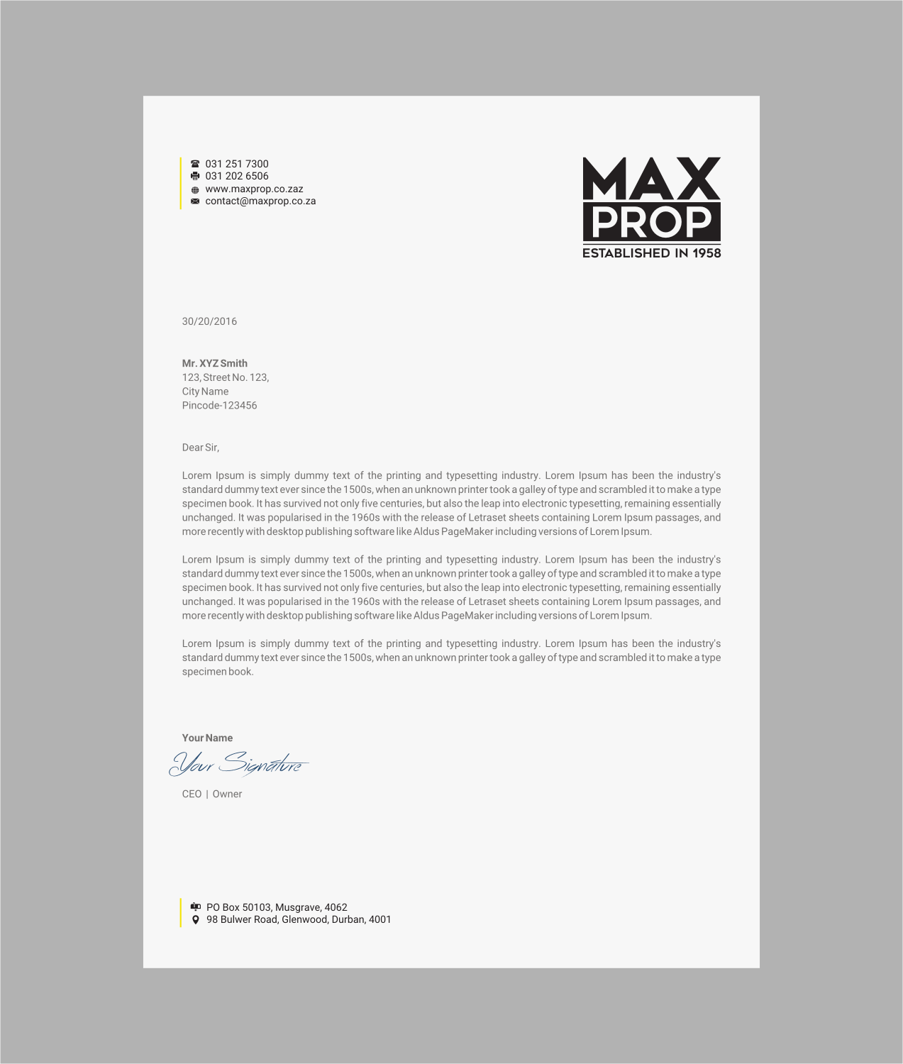 Letterhead Design by INDIAN_Ashok for Maxprop | Design #15912105