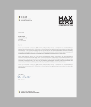 Letterhead Design by INDIAN_Ashok for Maxprop | Design: #15912105