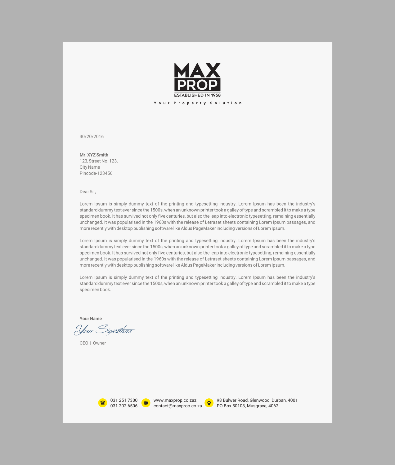 Letterhead Design by INDIAN_Ashok for Maxprop | Design #15912106