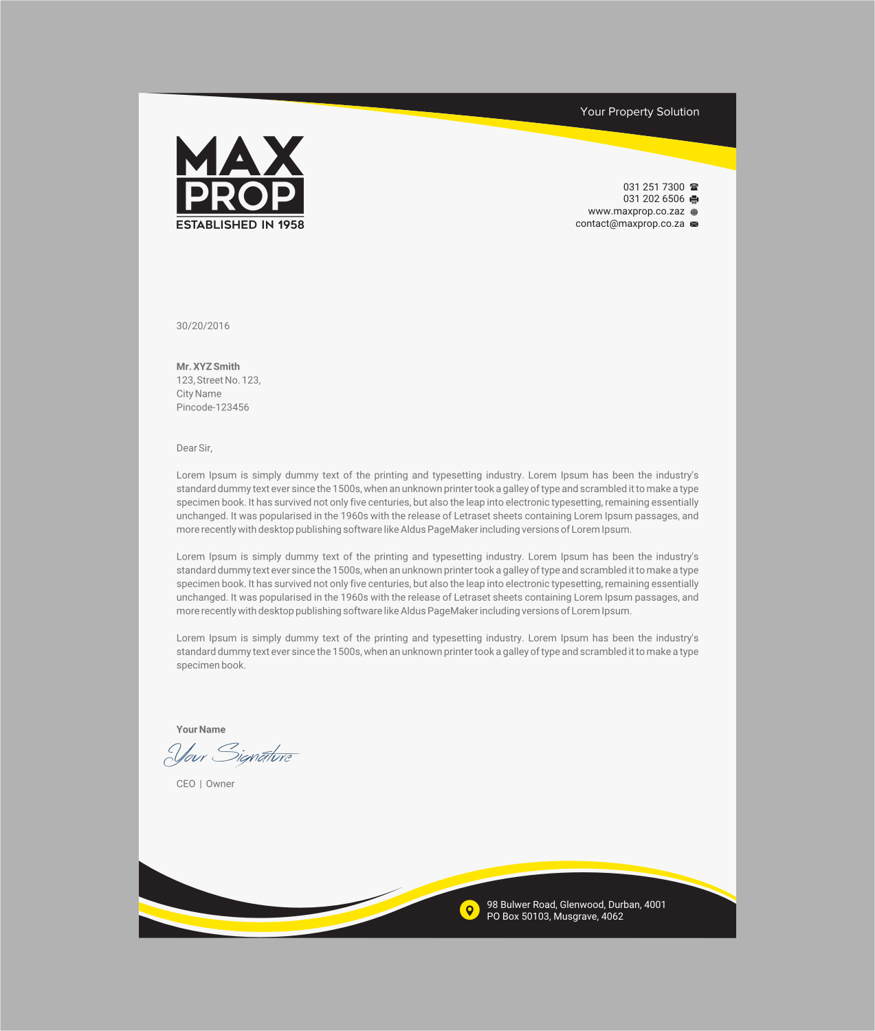 Letterhead Design by INDIAN_Ashok for Maxprop | Design #15912110