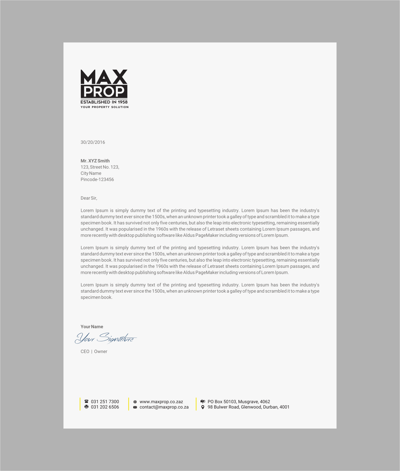 Letterhead Design by INDIAN_Ashok for Maxprop | Design #15912111