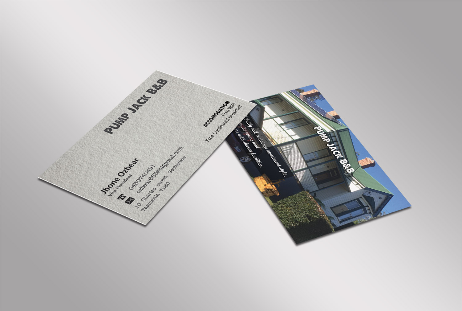 Masculine, Bold, Hospitality Business Card Design for Pump Jack B&B by