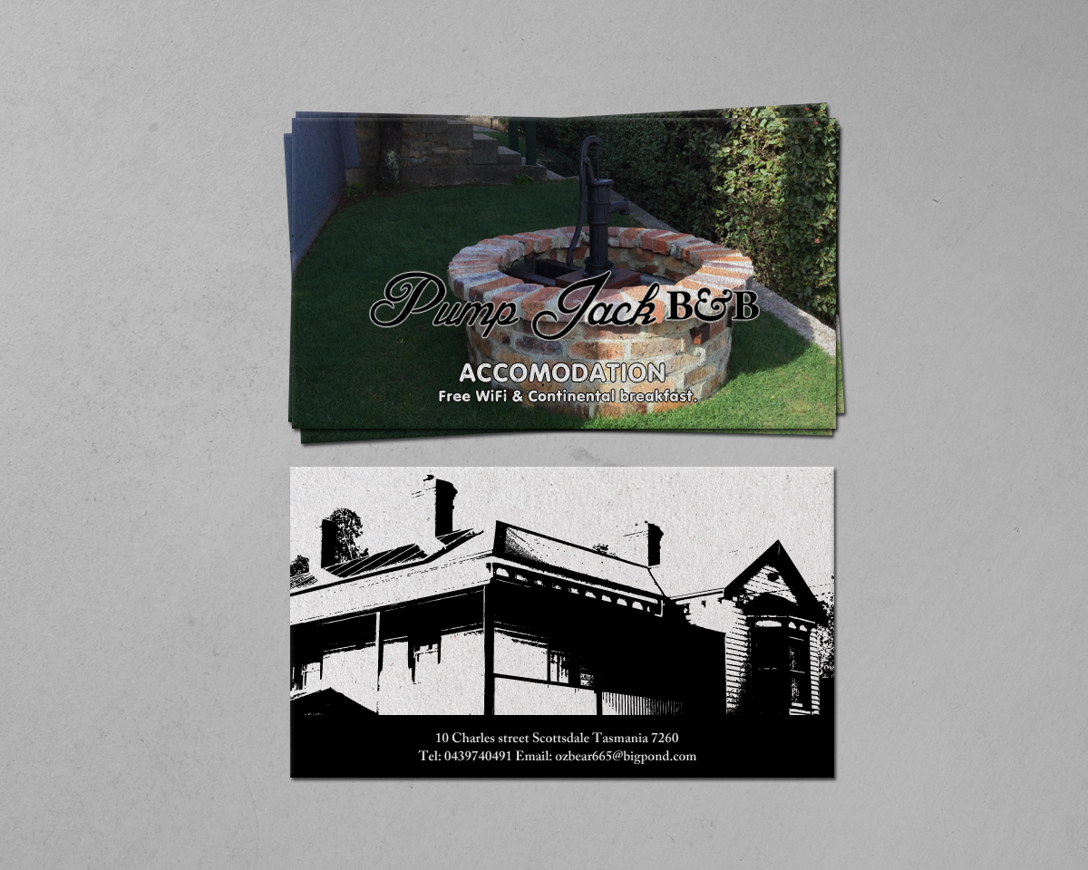 Masculine, Bold, Hospitality Business Card Design for Pump Jack B&B by
