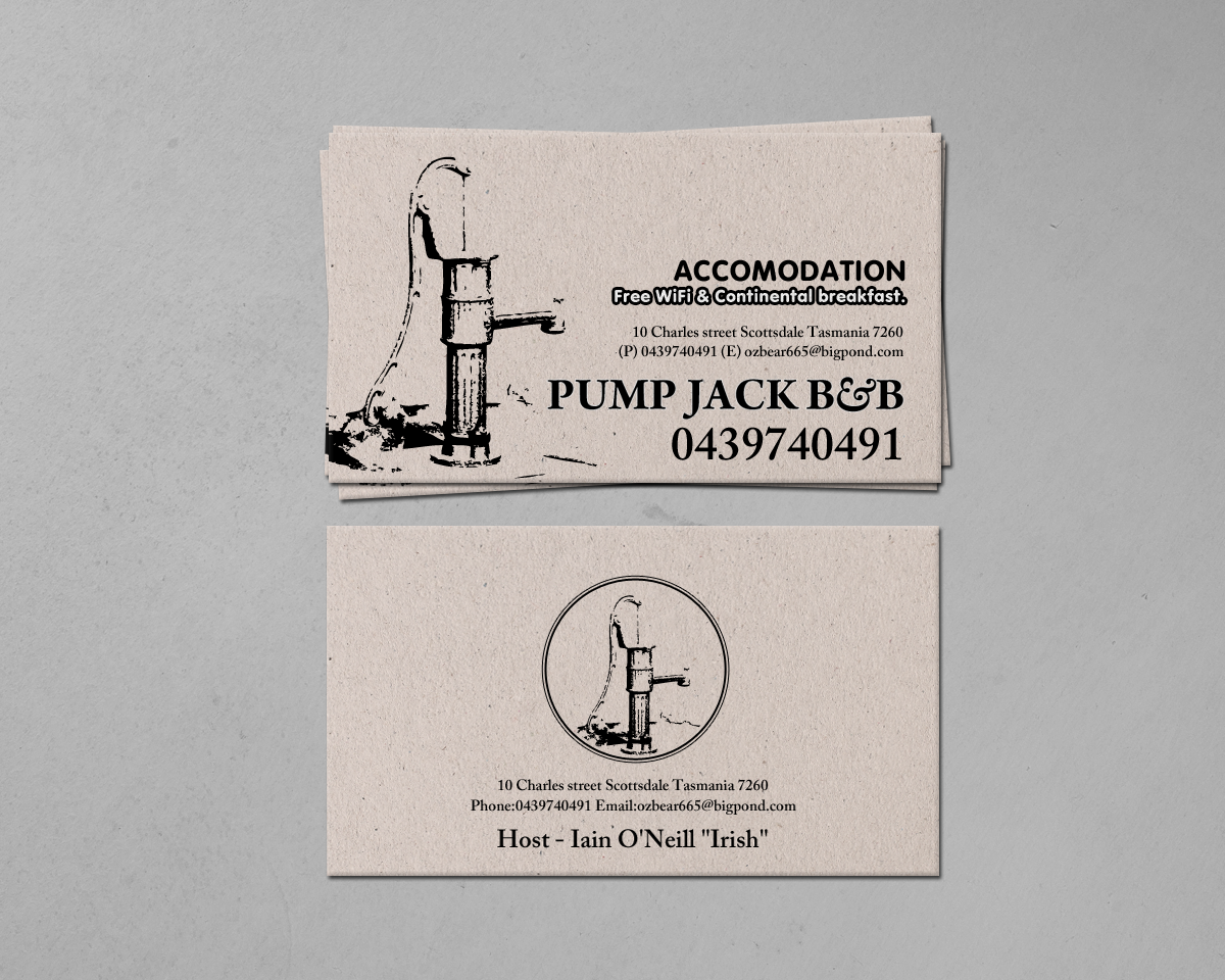 Visitenkarten-Design von chandrayaan.creative für Pump Jack B&B | Design #15908128