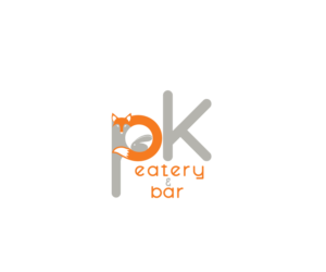 ‘pk’  (preferably lowercase) as the primary text (this is the name of the business). Then 'eatery & bar’ as the secondary text.  | Logo-Design von just_me