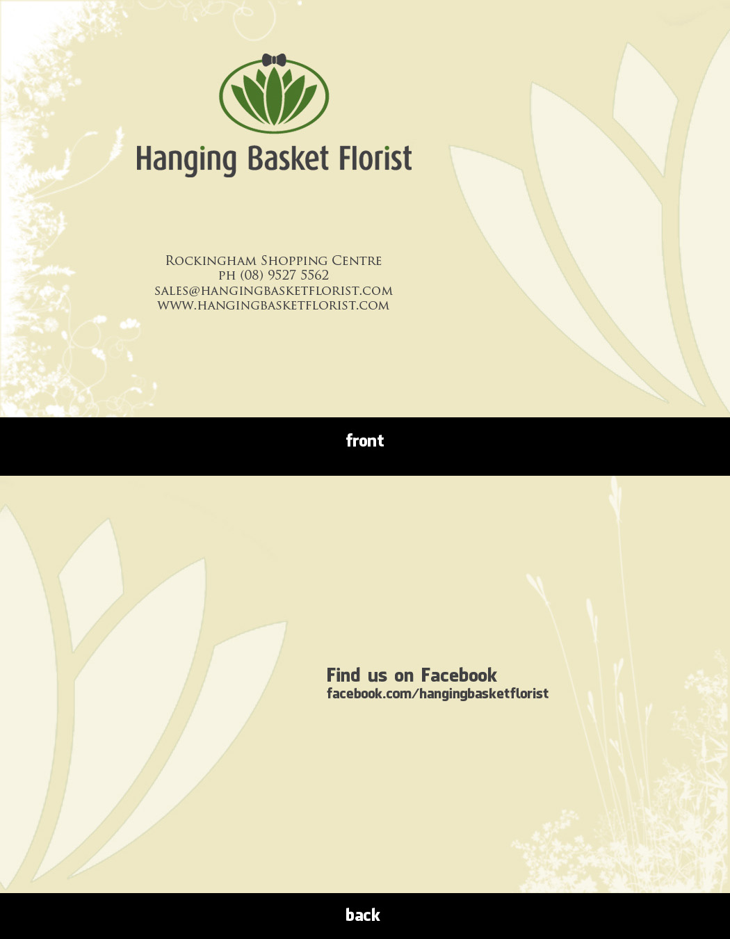 Business Card Design by Ronaldo CS for Hanging Basket Florist Pty Ltd | Design #2618070
