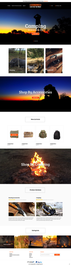 Shopify Design by pb for Bushstalker Pty Ltd | Design: #15940773