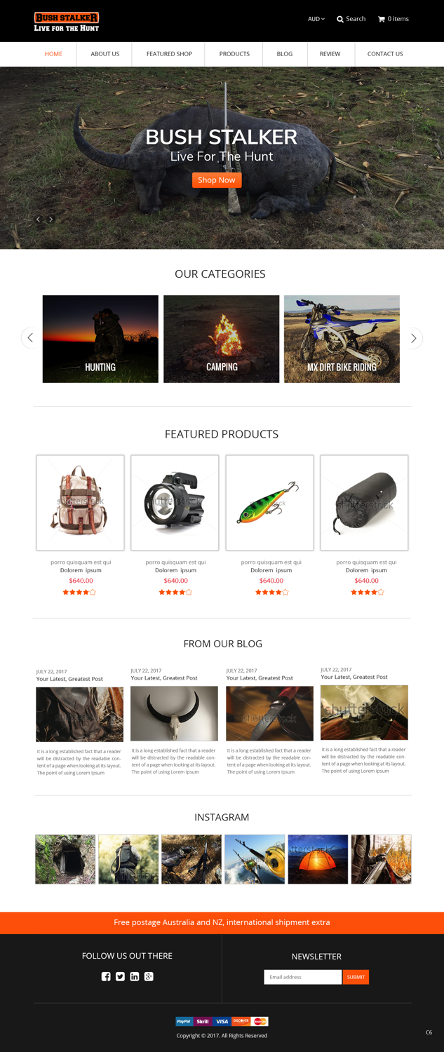 Shopify Design by pb for Bushstalker Pty Ltd | Design #15940774