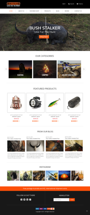 Shopify Design by pb for Bushstalker Pty Ltd | Design: #15940774