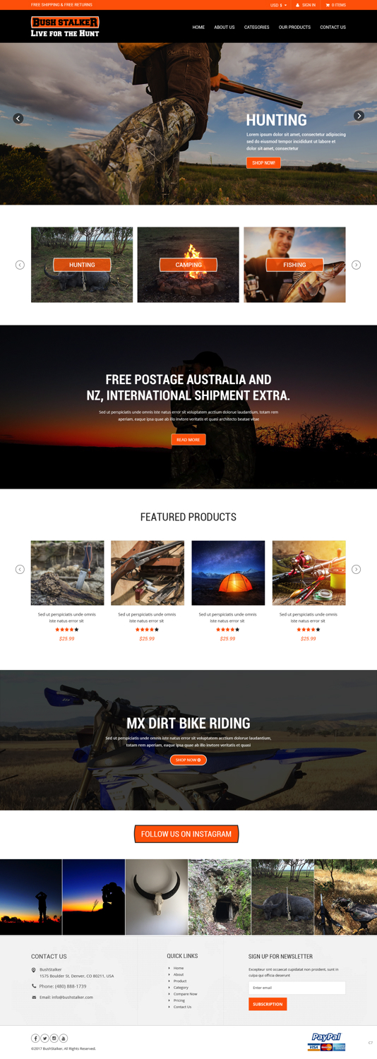 Shopify Design by pb for Bushstalker Pty Ltd | Design #15940776