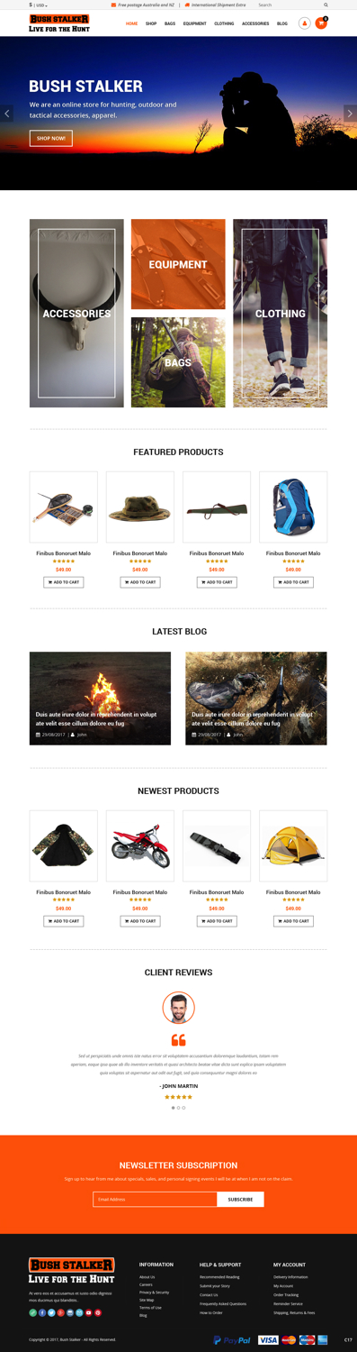 Diseño de Shopify por pb para Bushstalker Pty Ltd | Diseño #15940777