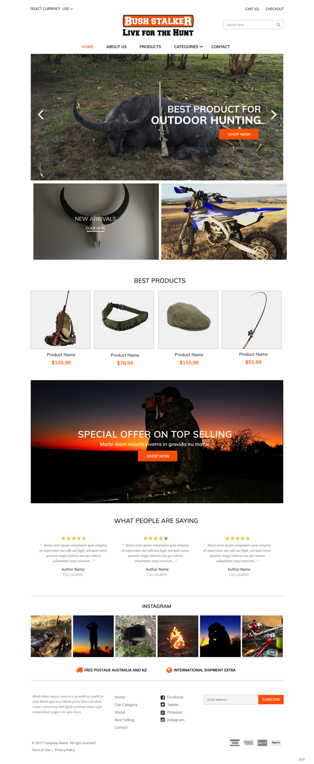 Shopify Design by pb for Bushstalker Pty Ltd | Design #15940780