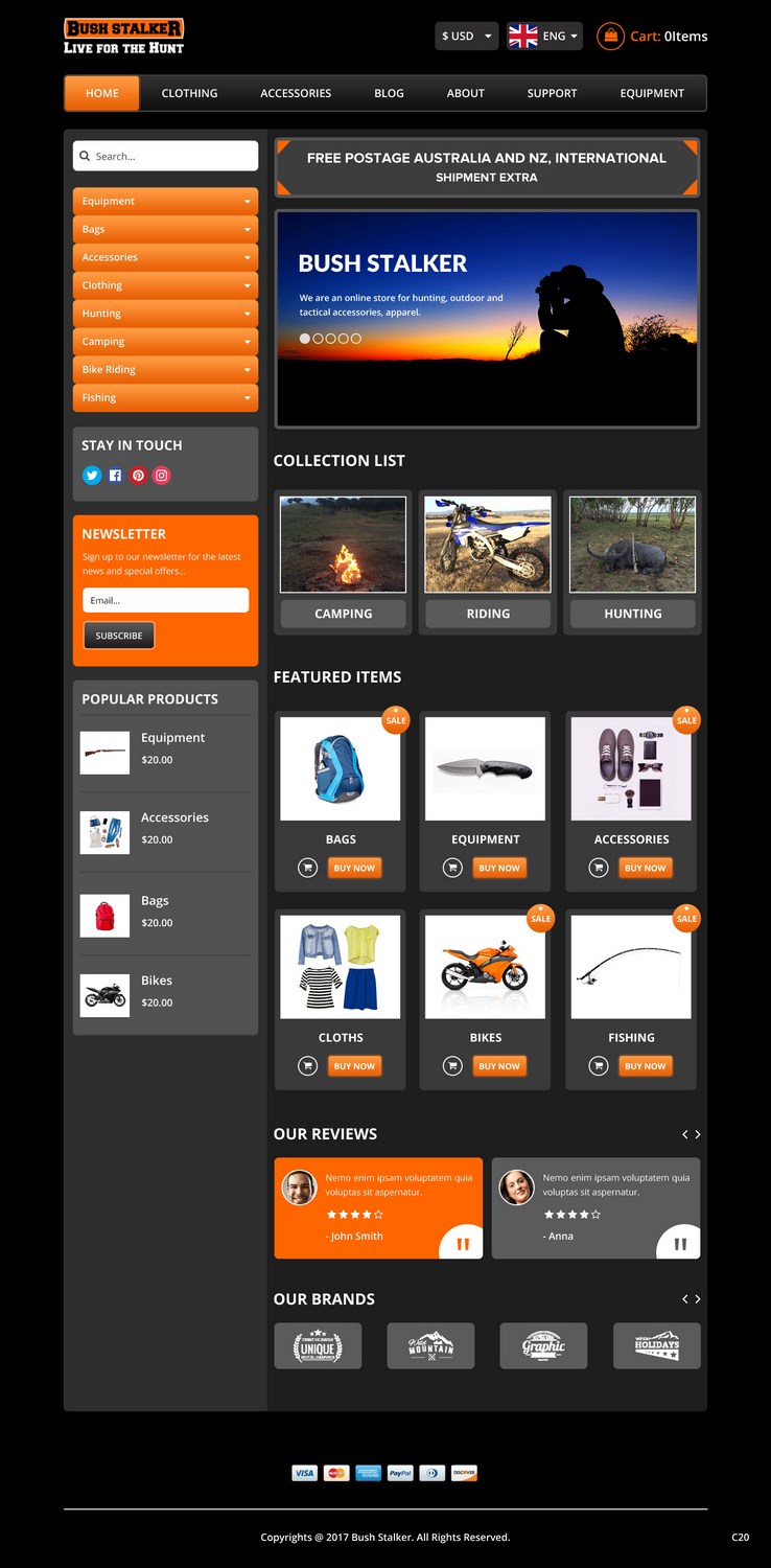 Shopify Design by pb for Bushstalker Pty Ltd | Design #15953128