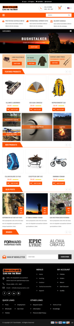 Shopify Design by pb for Bushstalker Pty Ltd | Design: #15991229