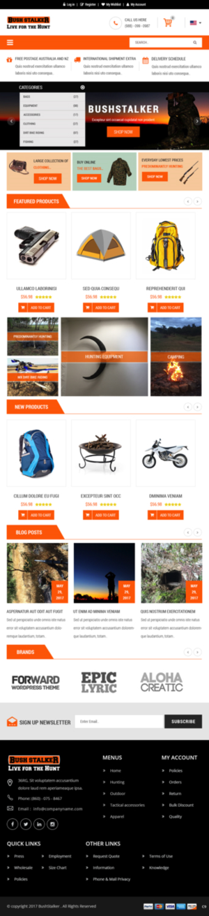 Shopify Design by pb for Bushstalker Pty Ltd | Design: #15991230