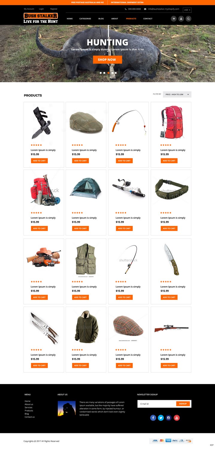Shopify Design by pb for Bushstalker Pty Ltd | Design #16449744