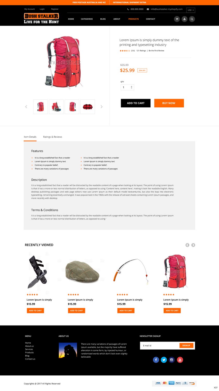 Shopify Design by pb for Bushstalker Pty Ltd | Design #16490254