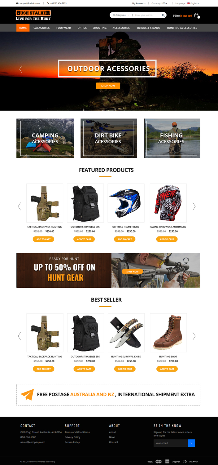 Shopify Design by Deepak Diwan for Bushstalker Pty Ltd | Design #15965188