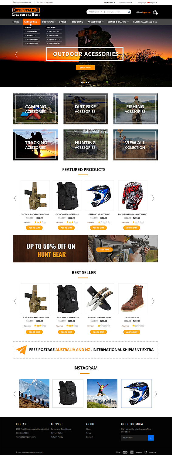 Shopify Design by Deepak Diwan for Bushstalker Pty Ltd | Design #15988482