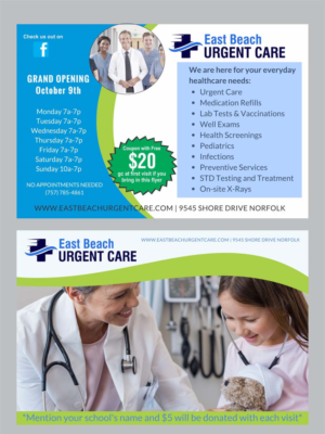 Postcard Design by yadavsushil for East Beach Urgent Care | Design #15947541