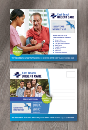 Design de Carte Postale par alex989 pour East Beach Urgent Care | Design : #15940708