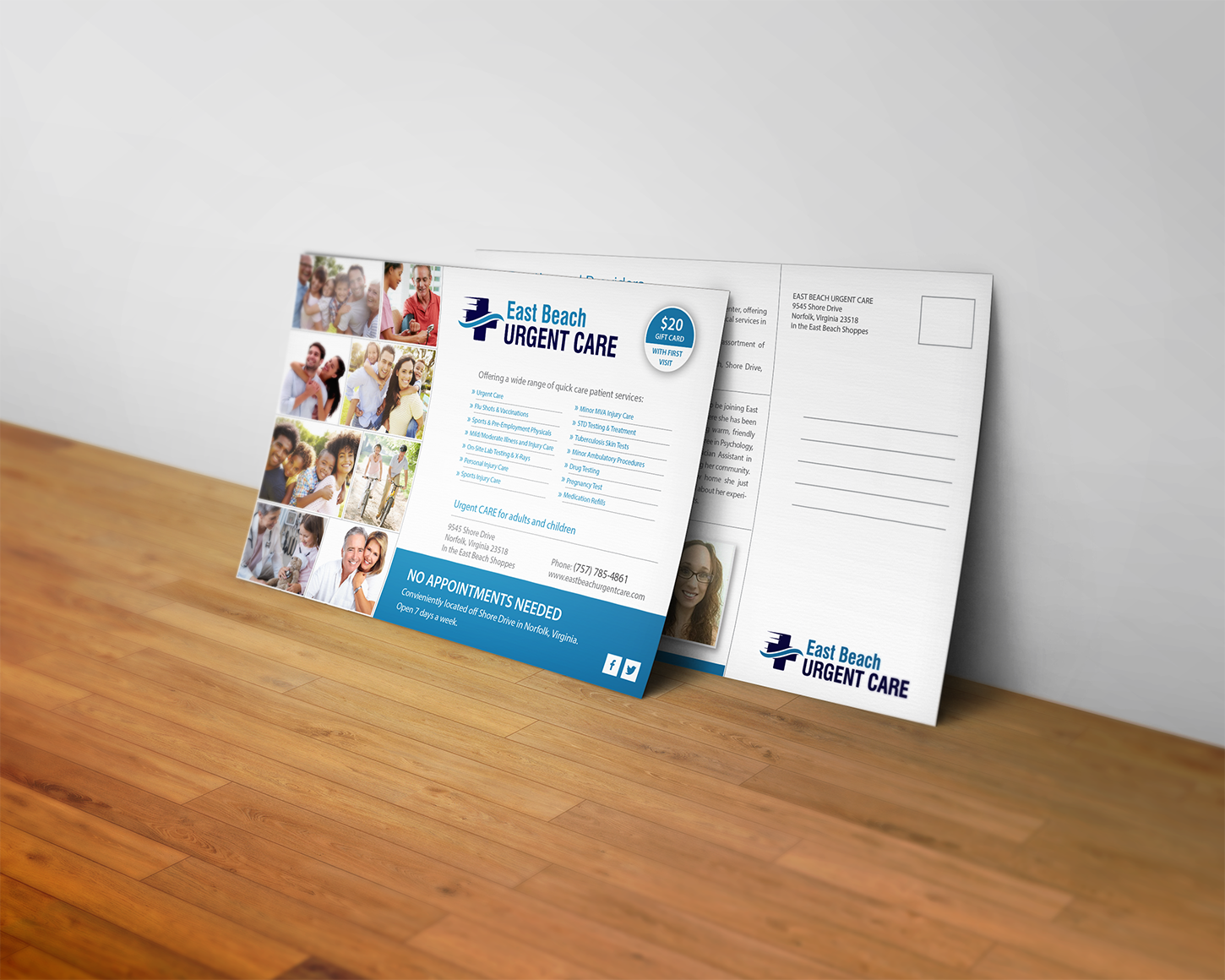 Design de Carte Postale par Alexandar pour East Beach Urgent Care | Design #15947546