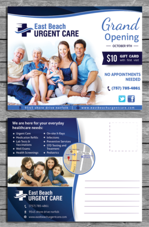 Design de Carte Postale par nyky pour East Beach Urgent Care | Design : #15971462