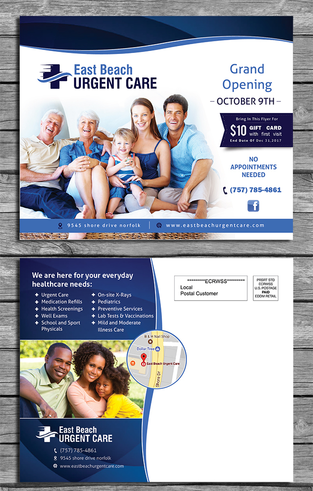 Professional Serious Healthcare Postcard Design For East Beach